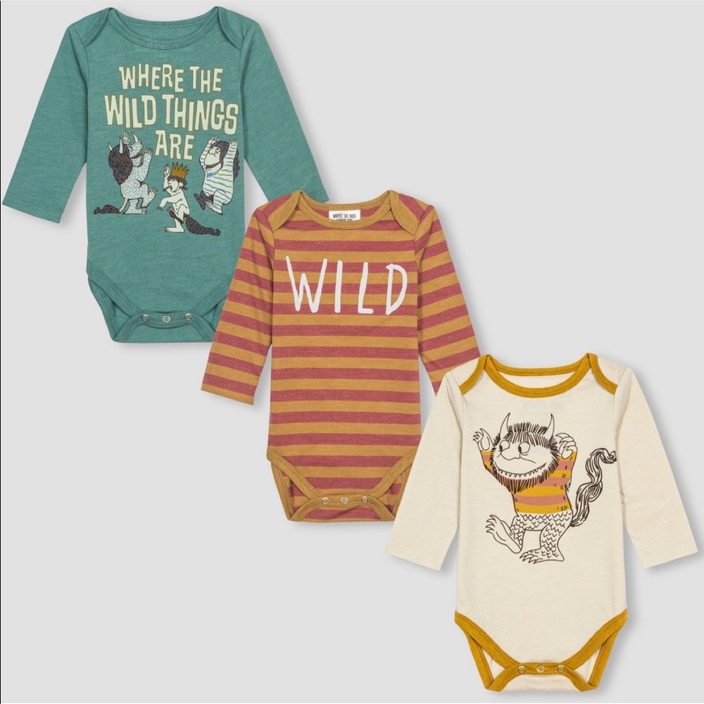 Three Baby Onesies Where The Wild Things Are